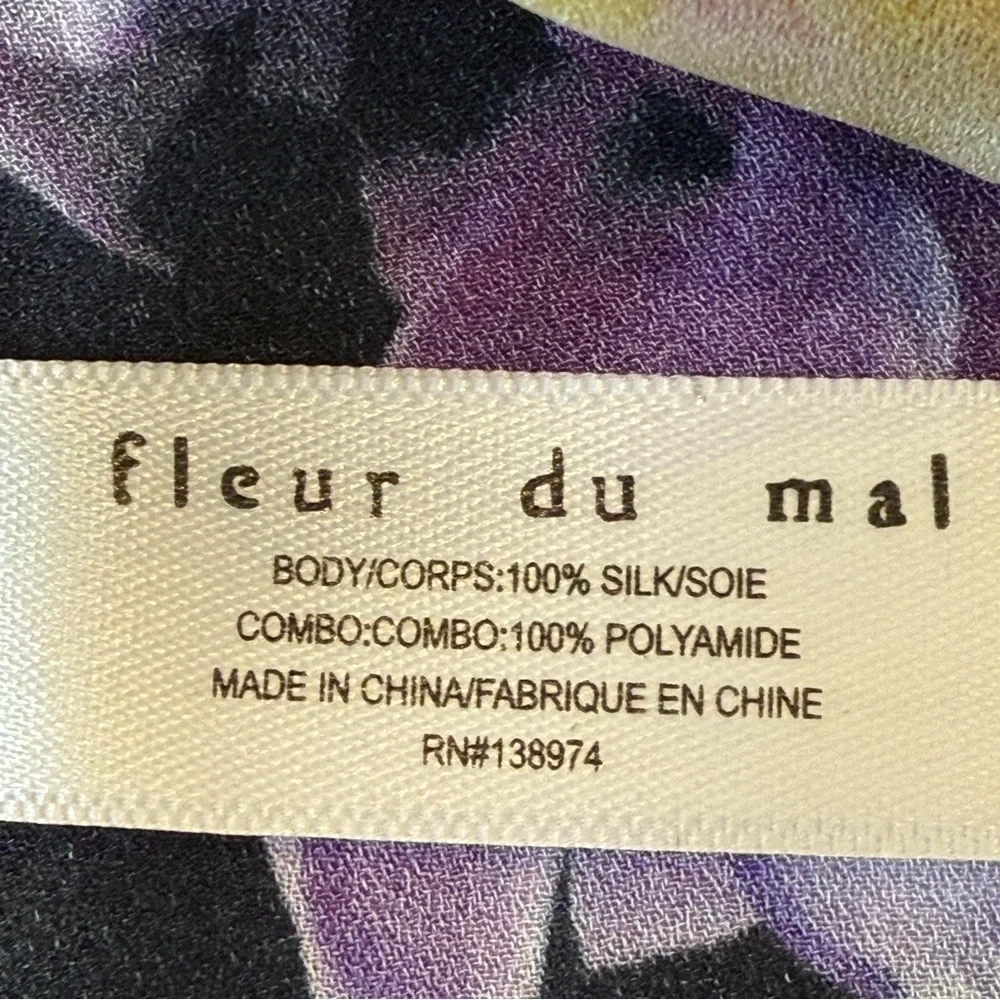 Fleur du Mal Black Floral Camisole With Blue Lace Size M - Picture 9 of 11